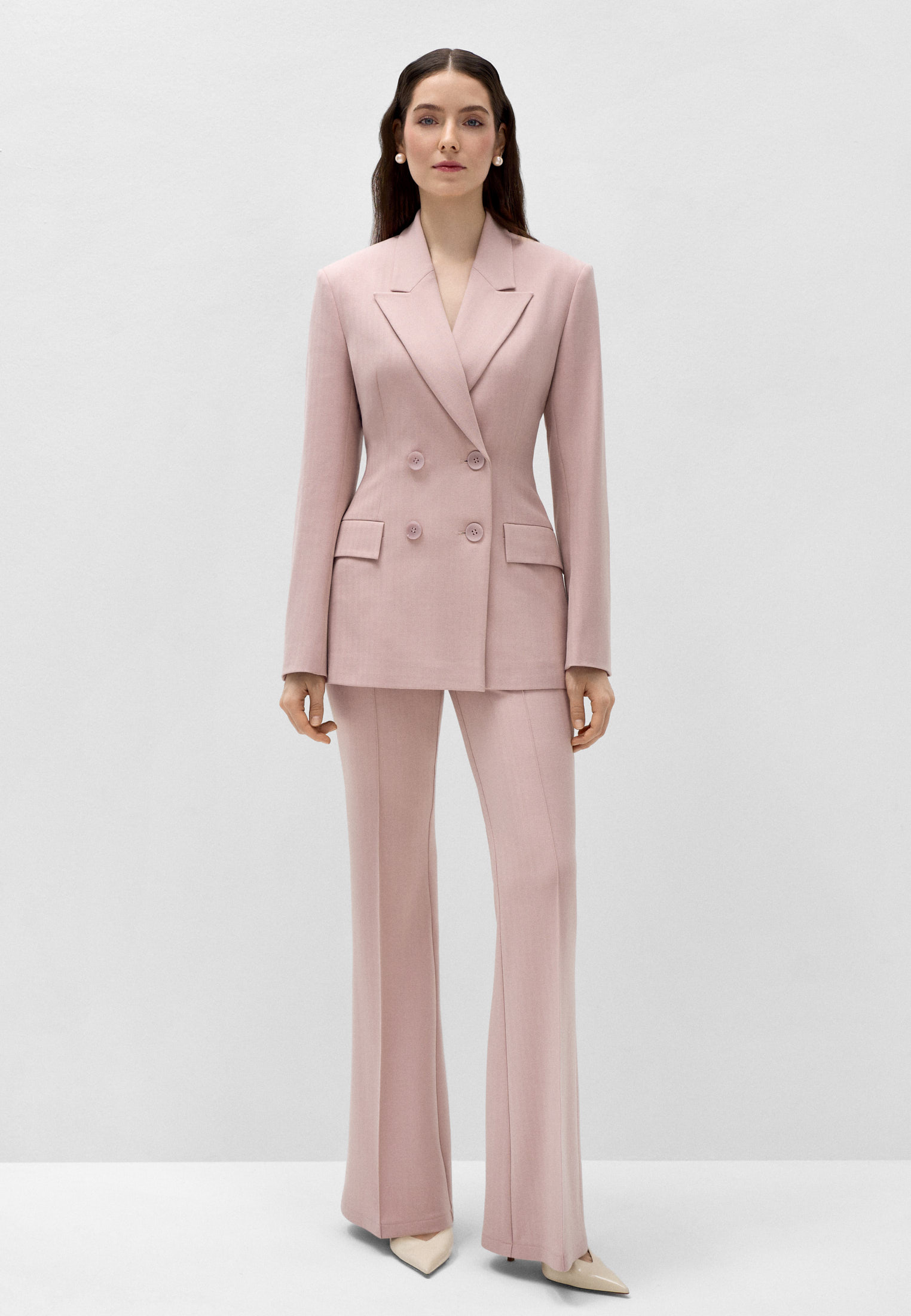 Брюки клёш с жаккардовым рисунком елочка