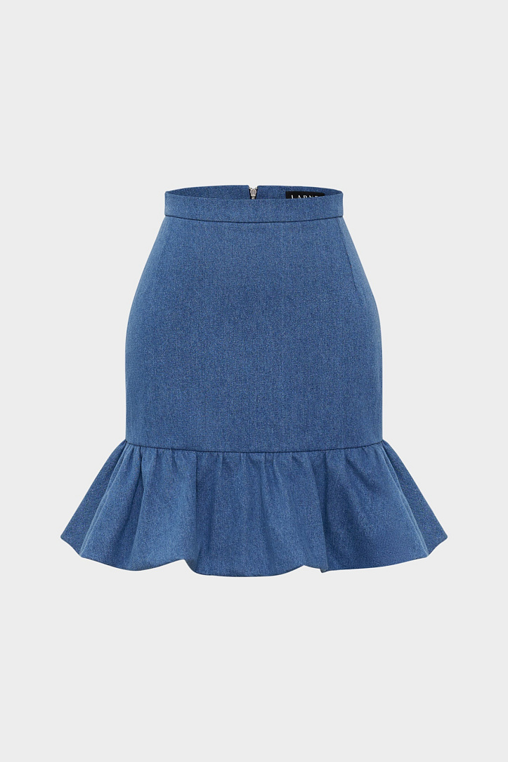 Юбка мини с воланом из денима