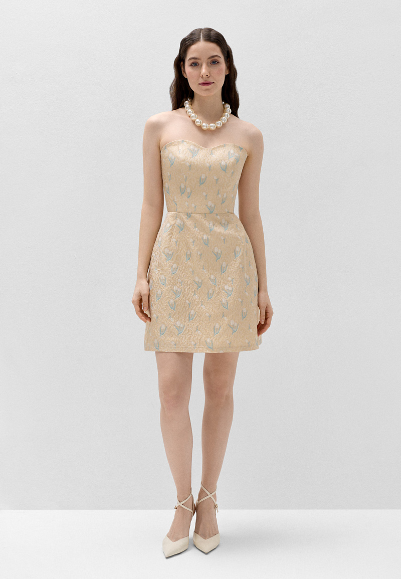 Платье с корсетным лифом и съёмной пелериной