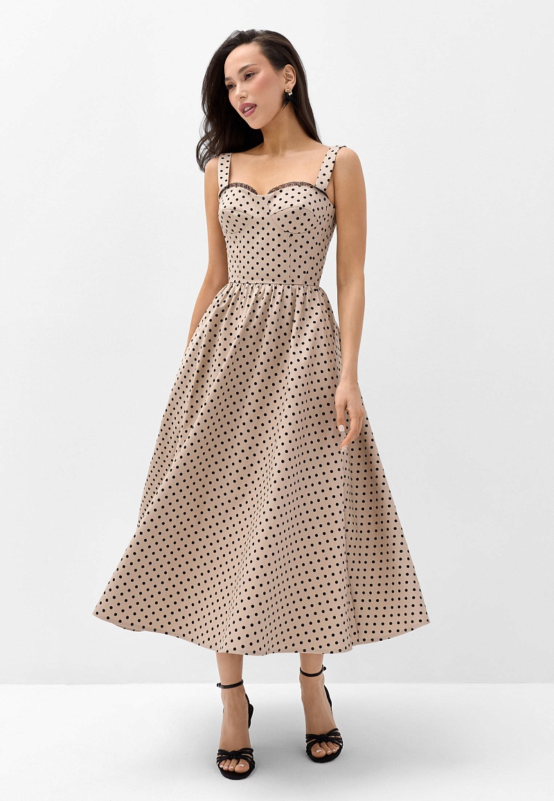 Платье бюстье с принтом горох