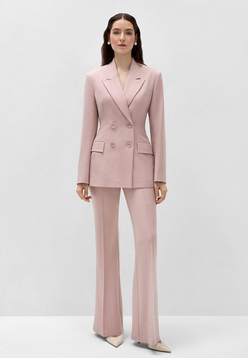 Брюки клёш с жаккардовым рисунком елочка